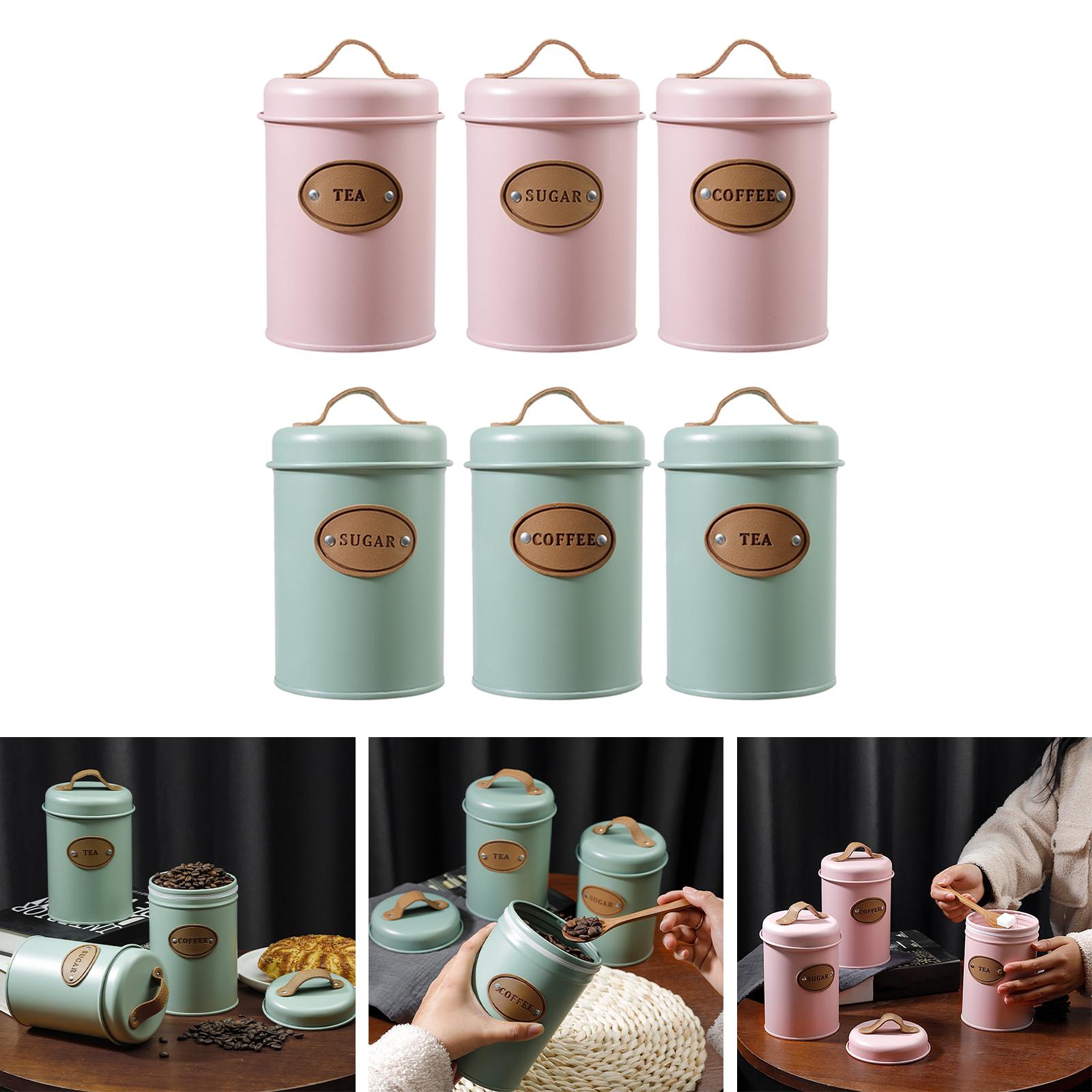 Coffee Tea Sugar Container Set - 3-Piece Multipurpose Kitchen Container Set for