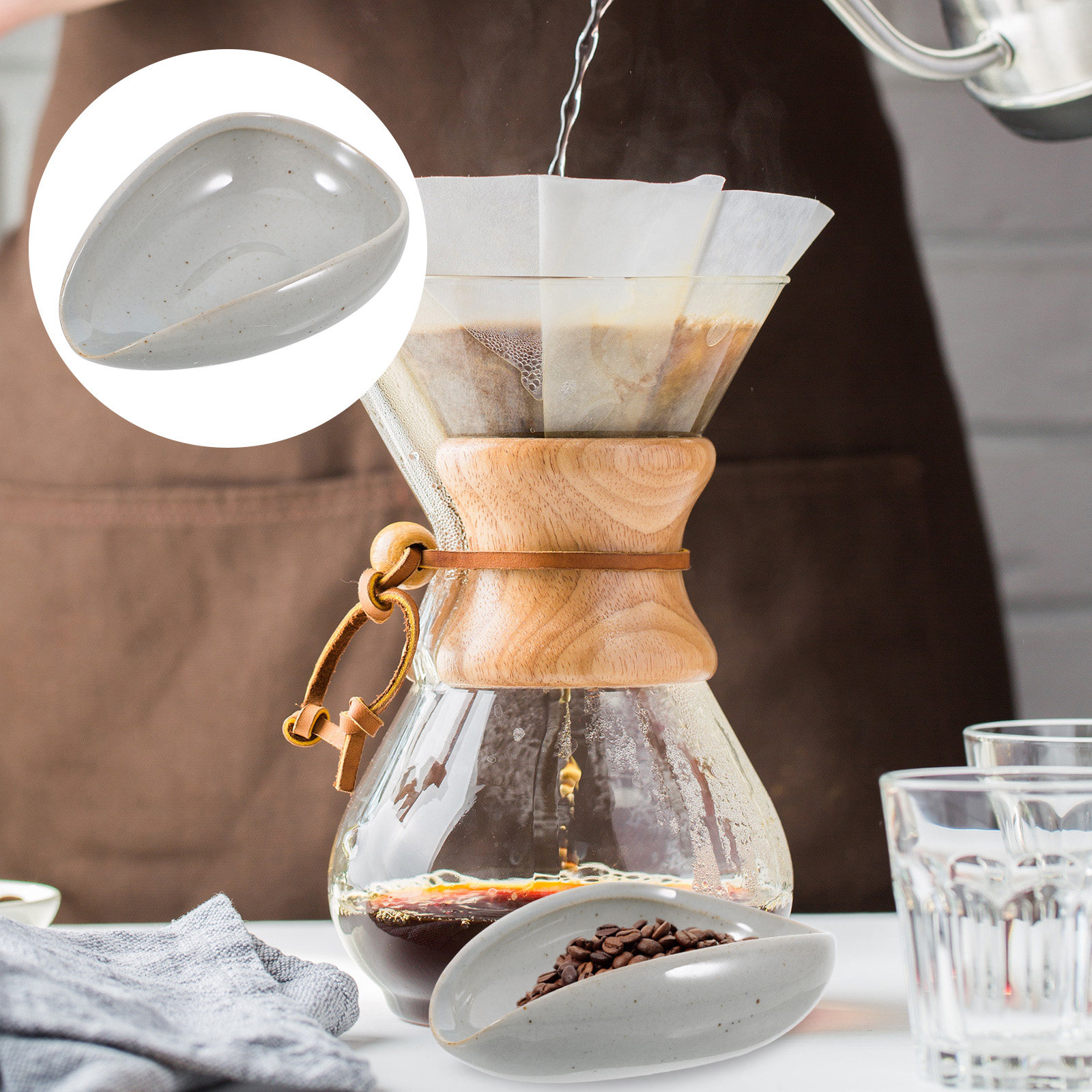 Coffee Tea Bean - Ceramic Coffee Bean Tray Multi-Function Dosing