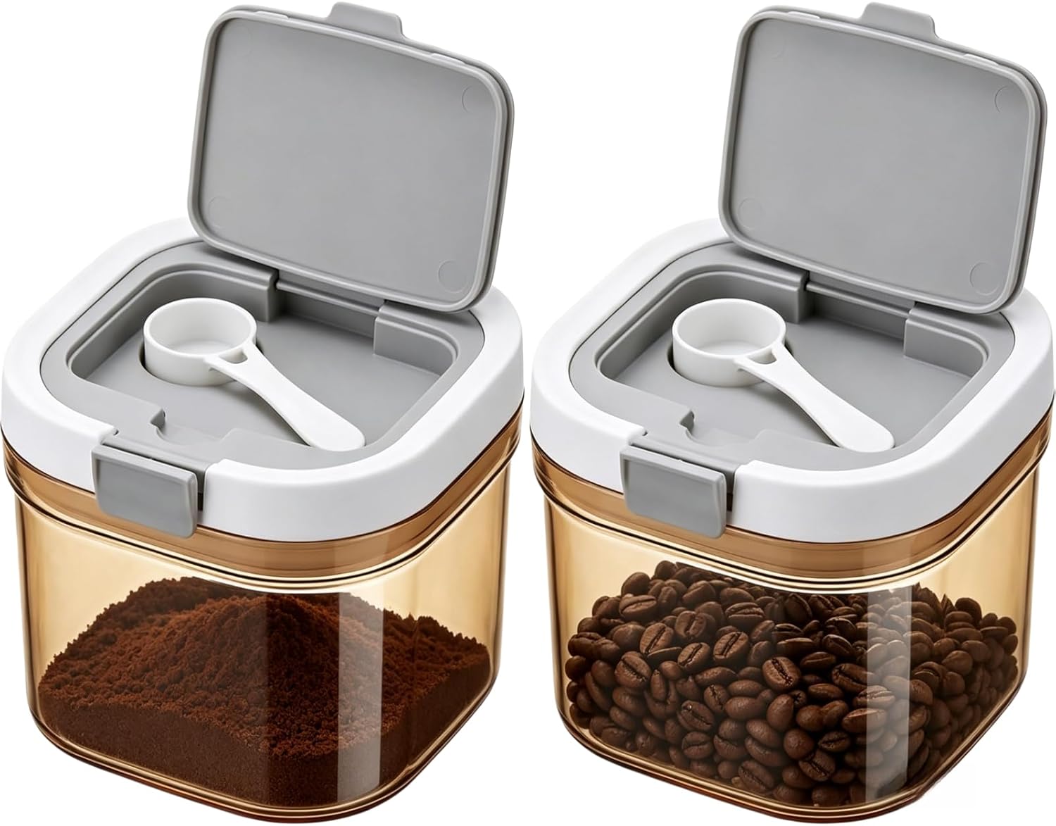 Coffee Tea Sugar Container Set - 2pcs Coffee Canister with Scoop Airtight