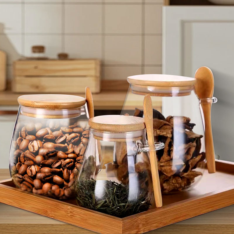 34oz sealed glass jar with spo - Coffee Tea Sugar Container Set 评论和价格