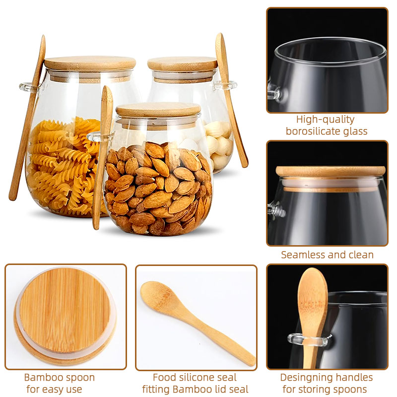 34oz sealed glass jar with spo - Coffee Tea Sugar Container Set 评论和价格