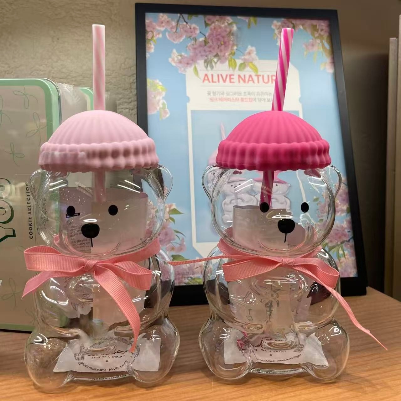 Bk Bear Shaped Glass Straw Cup - Coffee Tea Shop 评论和价格
