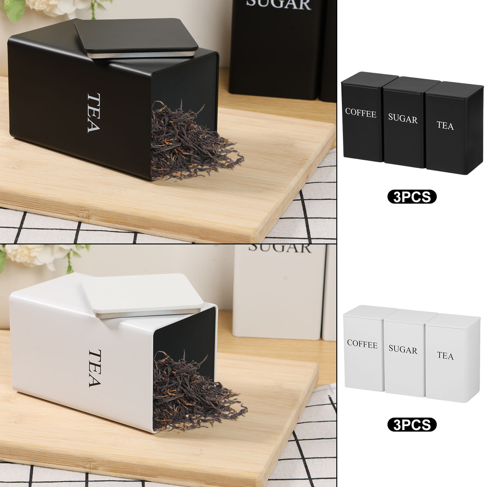 3Pcs Coffee Bean Storage Canis - Coffee Tea Sugar Container Set 评论和价格
