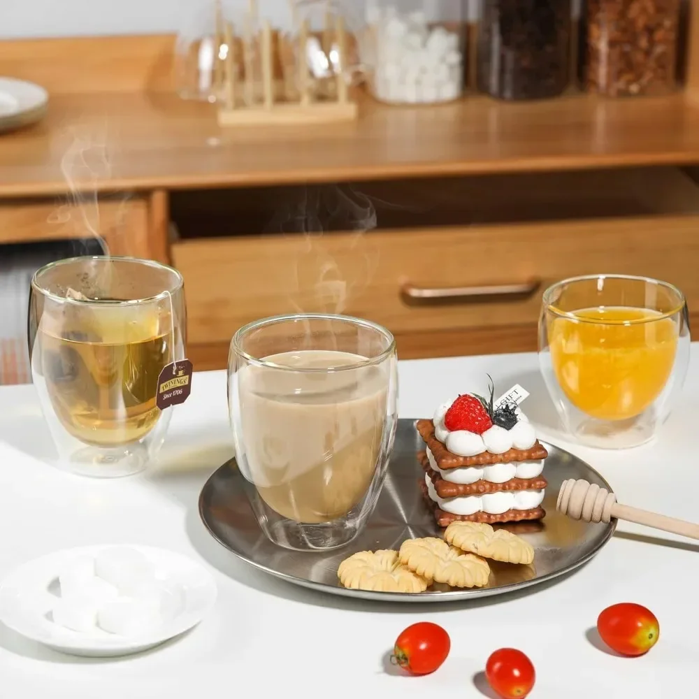 6 pcs Clear Double Wall Glass  - Juice Tea Coffee 评论和价格
