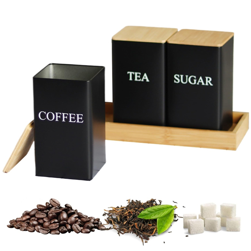 3PCS Set Tea Coffee Sugar Cani - Coffee Tea Sugar Container Set 评论和价格