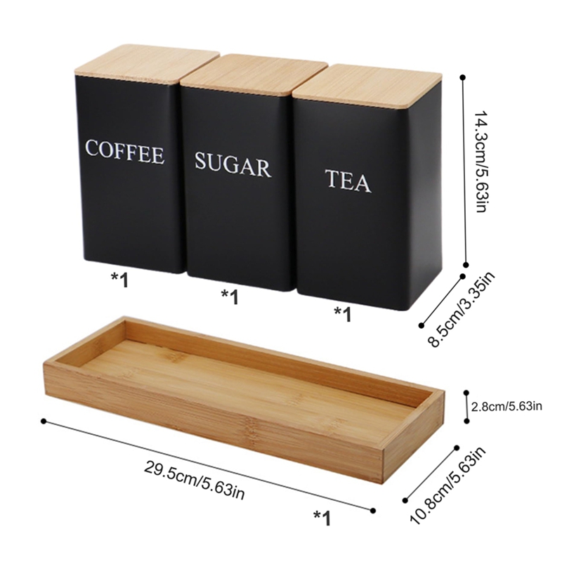 3PCS Set Tea Coffee Sugar Cani - Coffee Tea Sugar Container Set 评论和价格