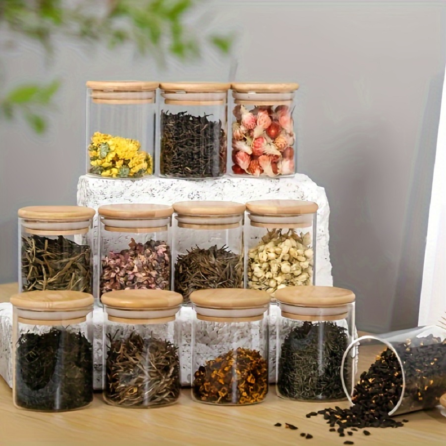 12pcs/set Airtight Glass Stora - Coffee Tea Sugar Container Set 评论和价格