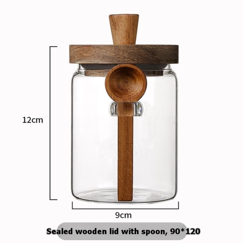 ABJI-Glass Jar With Wooden Lid - Coffee Tea Sugar Container Set 评论和价格