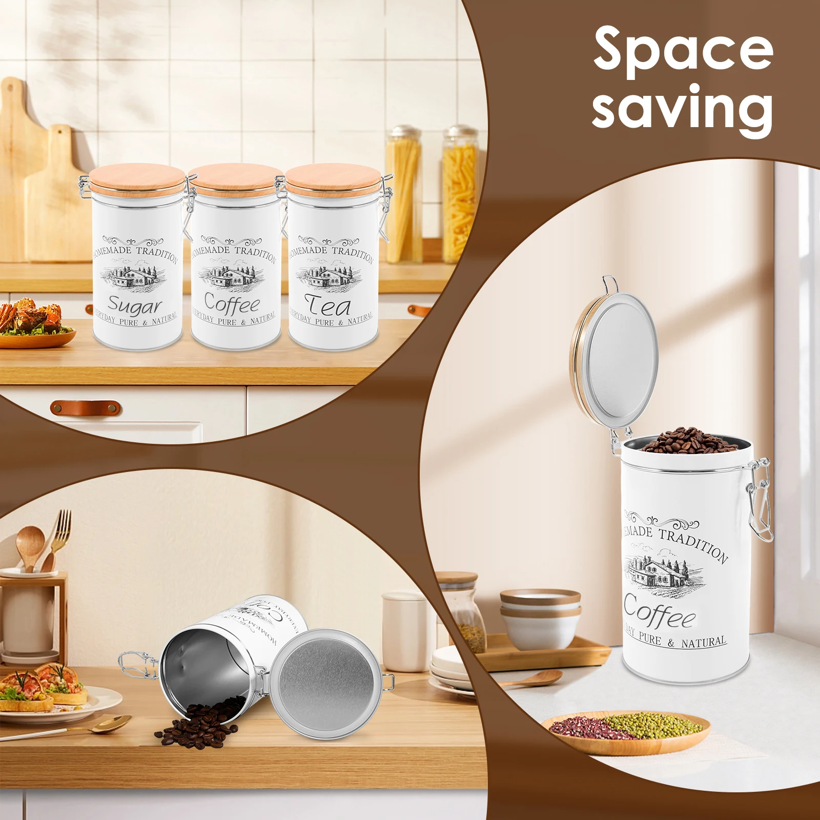3Pcs/Set Tea Coffee Sugar Cani - Coffee Tea Sugar Container Set 评论和价格