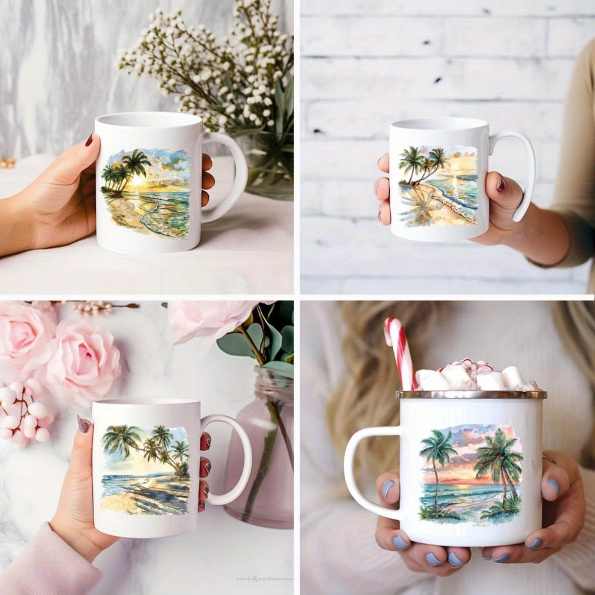 24Pcs/Set Summer Tropical Beac - Coffee Tea Paper Cups 评论和价格