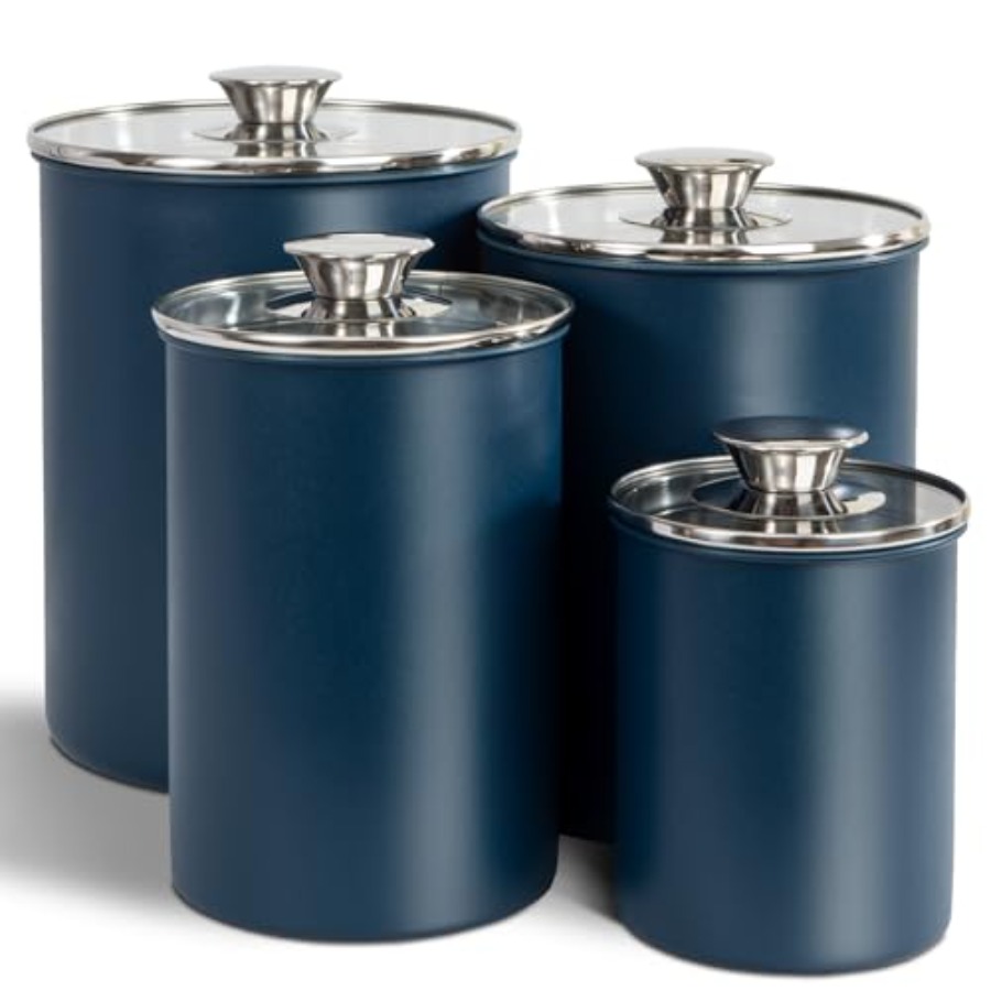 Stainless Steel Food Canister  - Coffee Tea Sugar Container Set 评论和价格