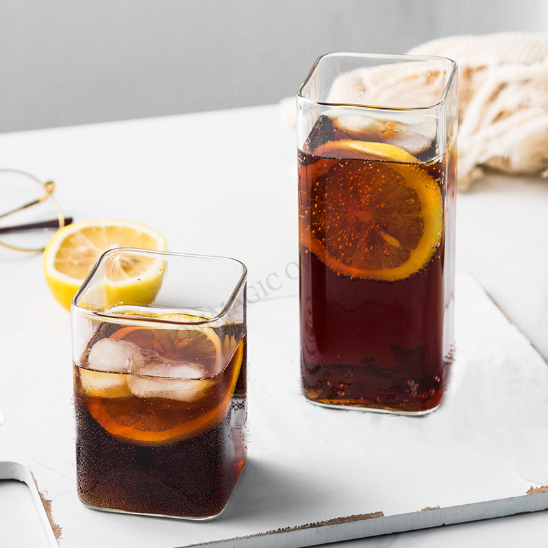 6/4/2/1Pcs Square Glass Cup Co - Juice Tea Coffee 评论和价格