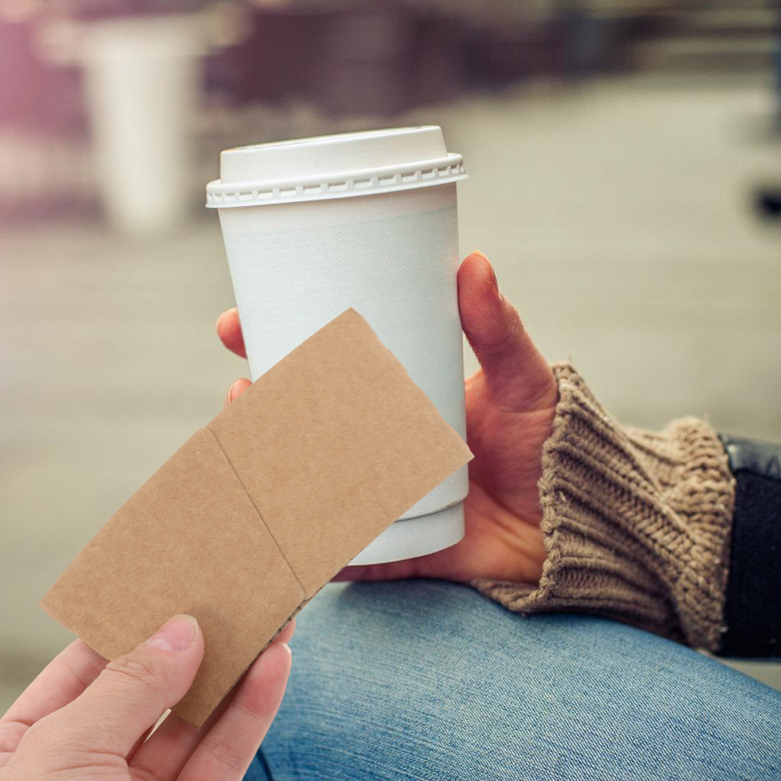 100Pcs Kraft Paper Cup Sleeves - Coffee Tea Paper Cups 评论和价格