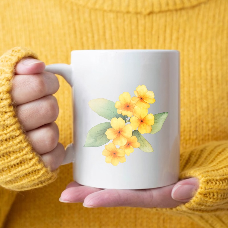 Ceramic mug with white and yel - Coffee Tea Break 评论和价格