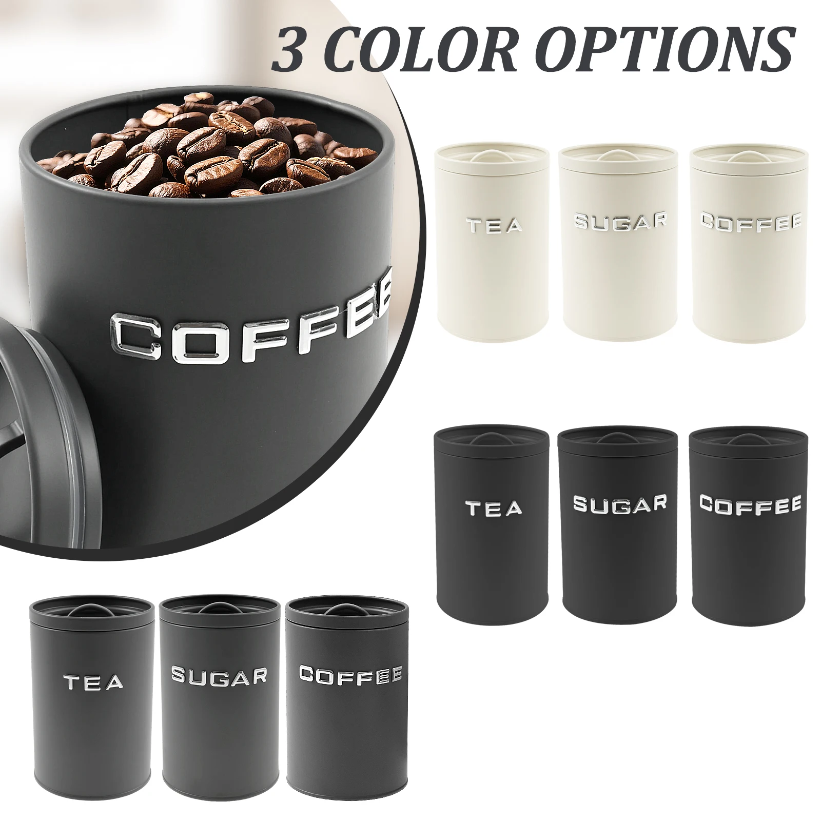 3 Pcs Tea Coffee Sugar Caniste - Coffee Tea Sugar Container Set 评论和价格