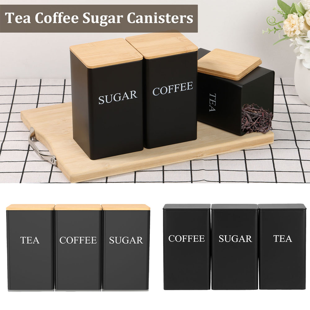 Coffee Bean Storage Jar Metal  - Coffee Tea Sugar Container Set 评论和价格